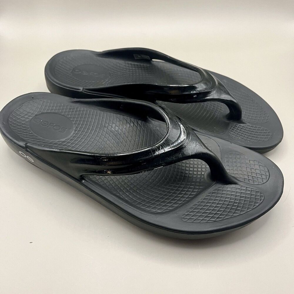 OOFOS OOriginal Black Flip Flops Womens 10 Recovery Comfort Sandals